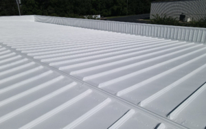 Side view of white metal roof