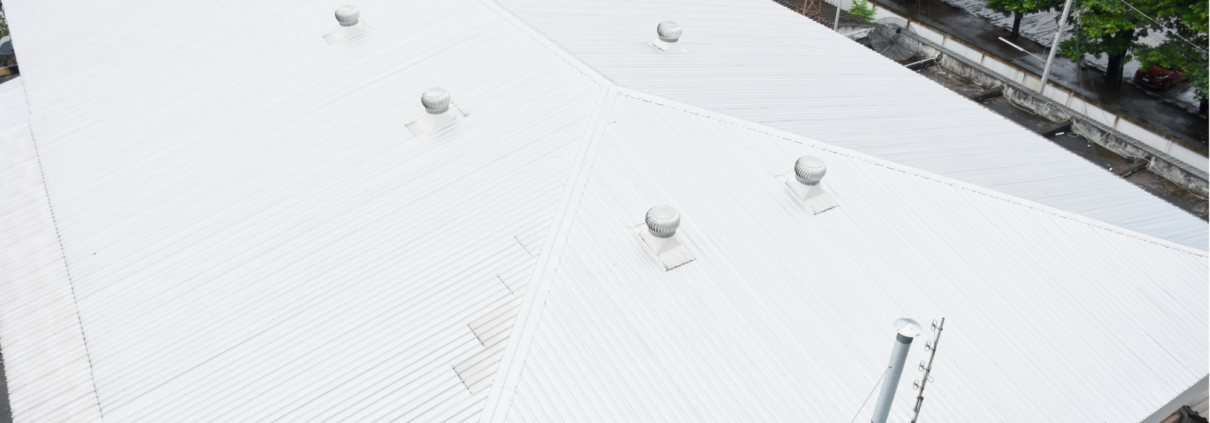 White metal roof with vents